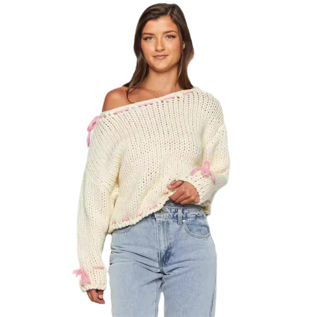 Autumn and winter new pullover sweater fashionable long sleeved loose knit sweater top