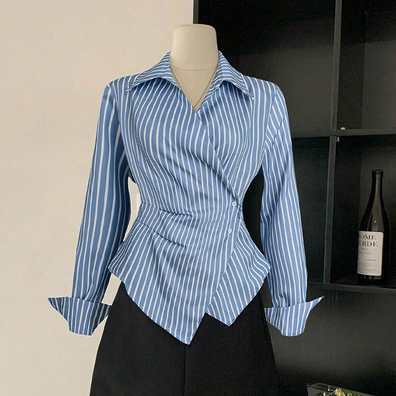 Striped long sleeved cardigan shirt
