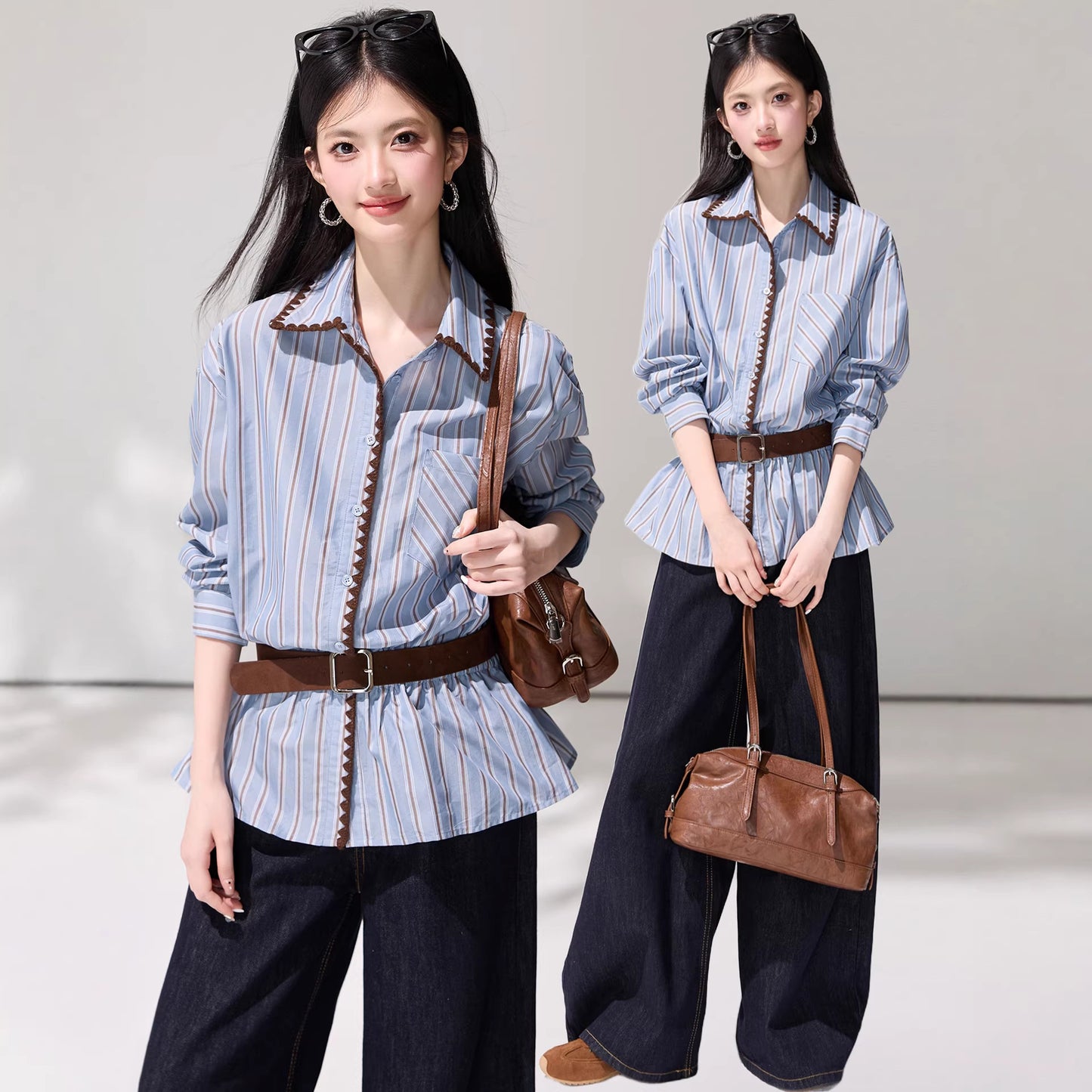 Design Stripe Shirt for Women Fashionable and Elegant, Lightweight Luxury Casual Blouse