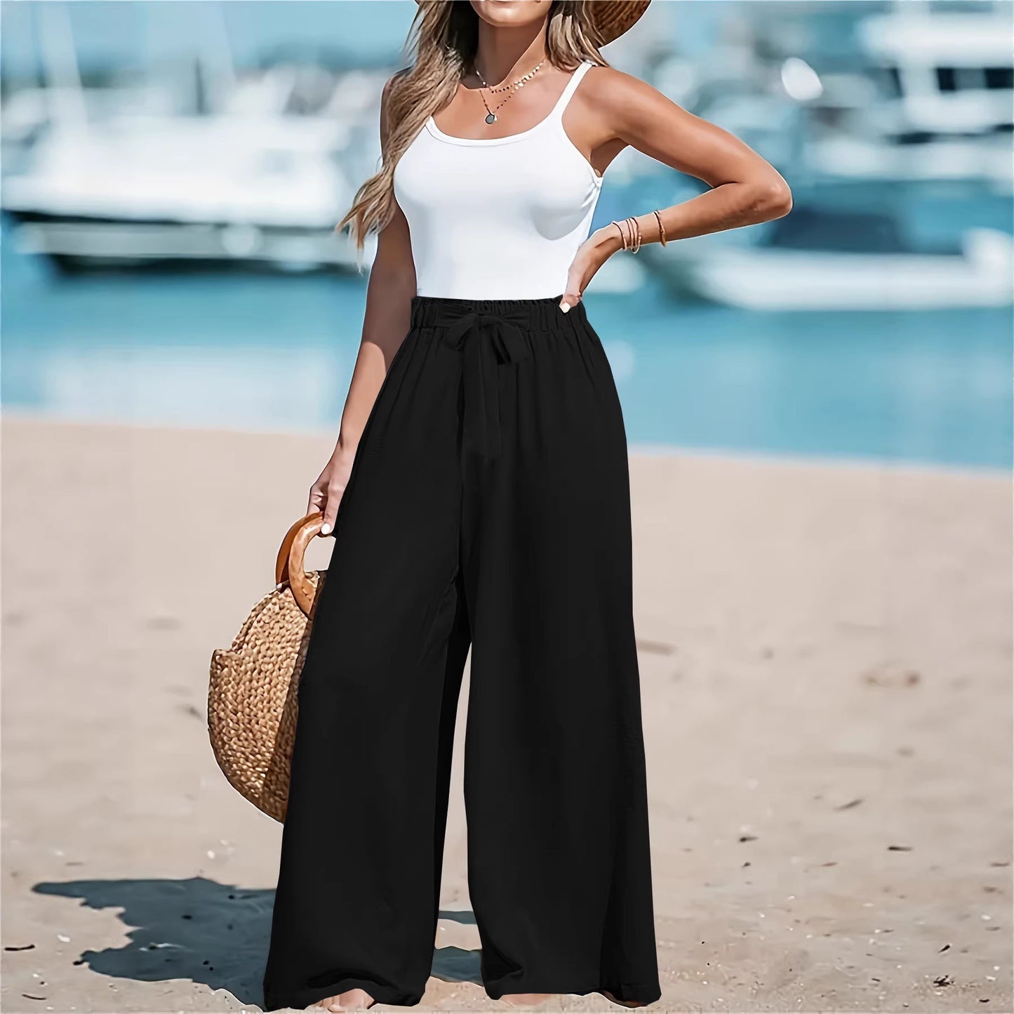 Ladies' Casual Comfortable Wide-Leg Pants Women's Trousers