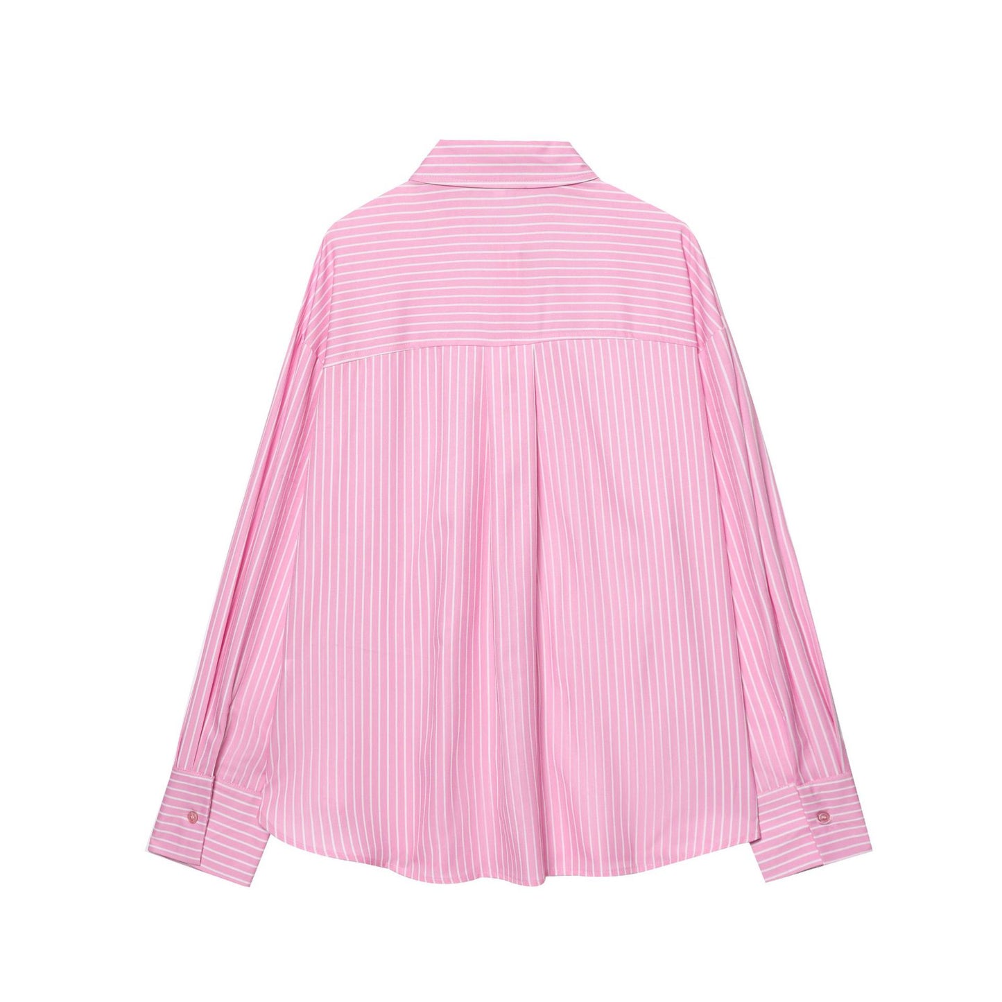 Women's collar long sleeved striped shirt top