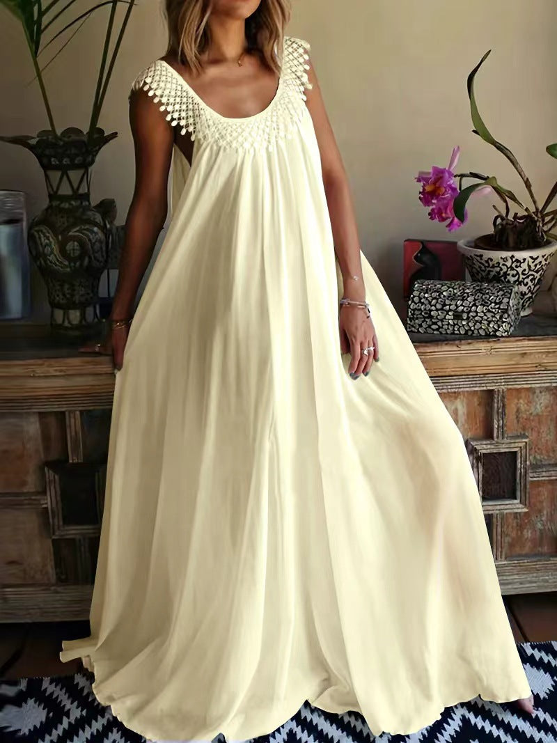Elegant Solid Color Long Dress, Simple StyleSummer Dress