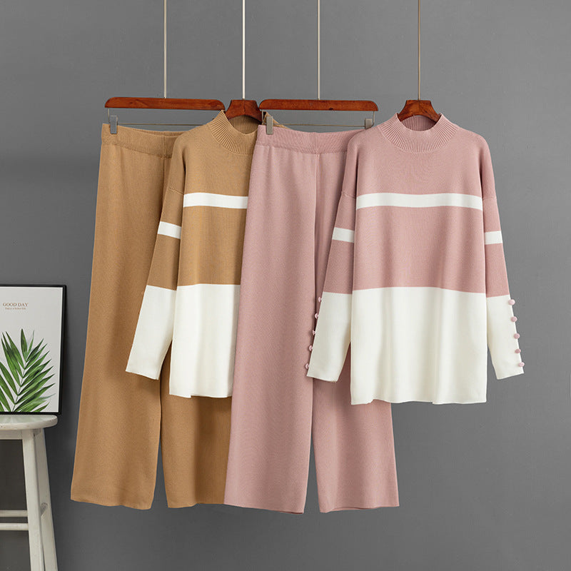 Loose wide leg pants two-piece set