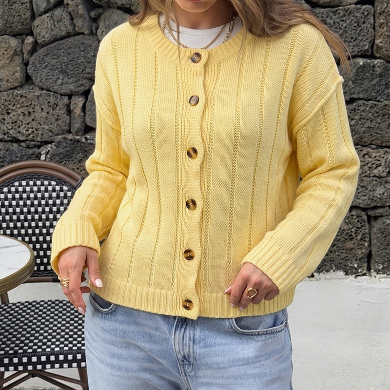 Solid color loose round neck sweater