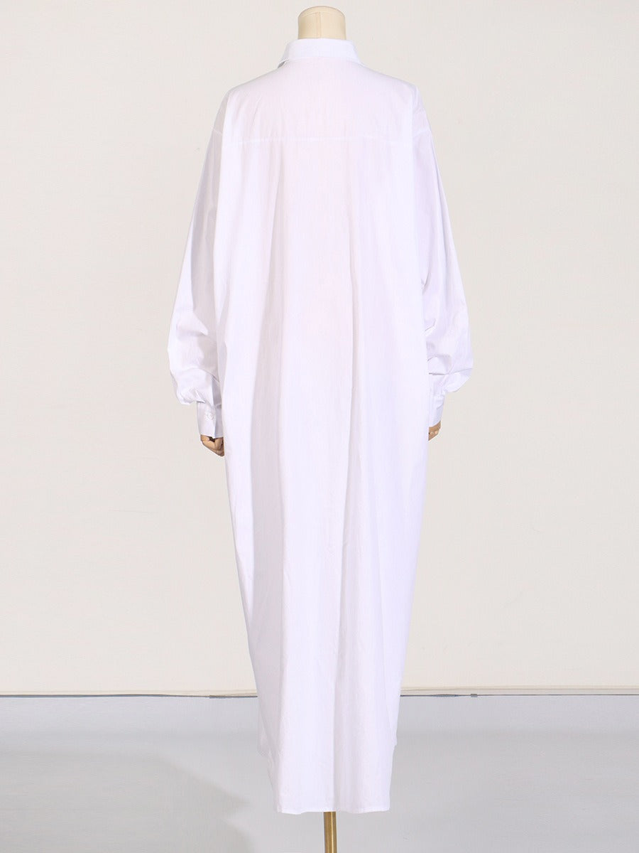 Flip collar side slit long sleeved shirt for women