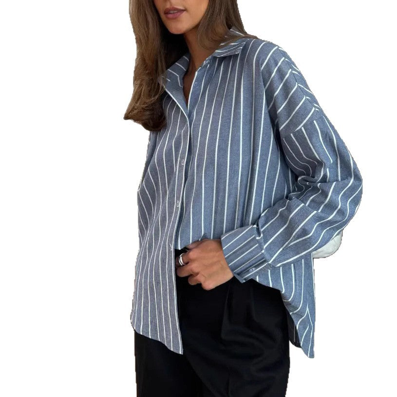Long sleeved striped shirt for women