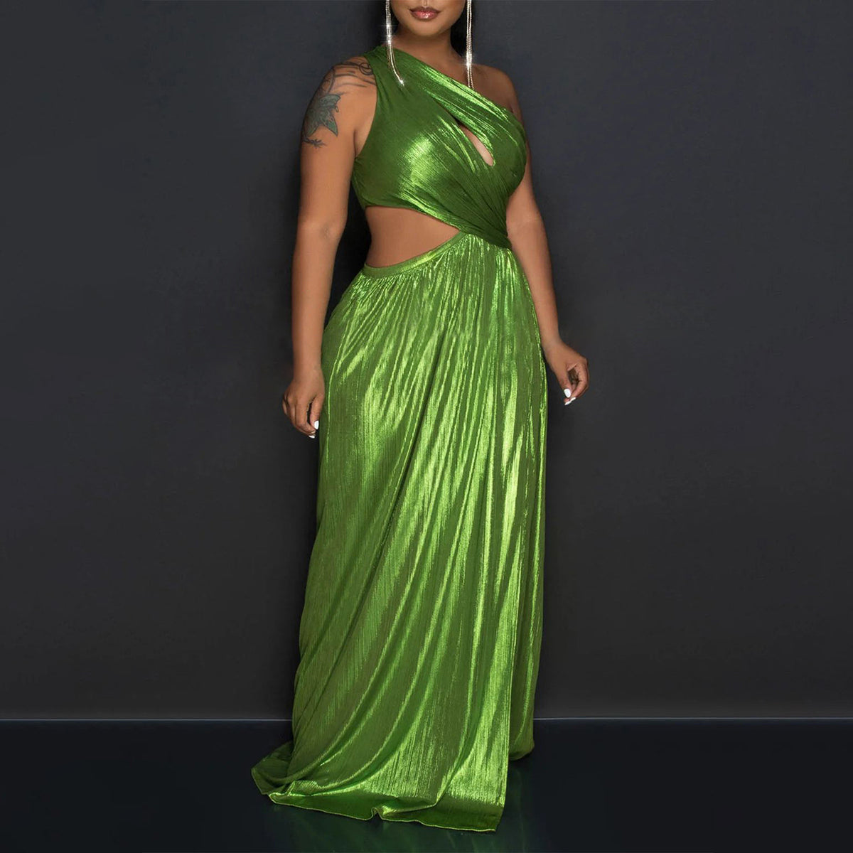 Split waist dress with exposed waist