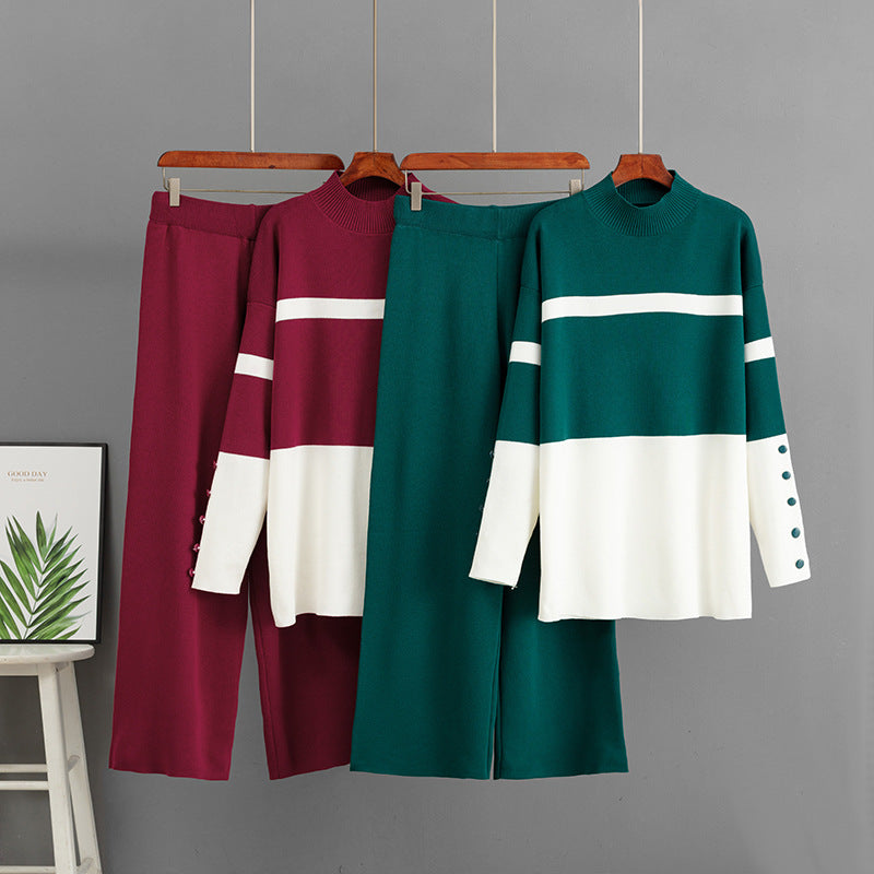 Loose wide leg pants two-piece set