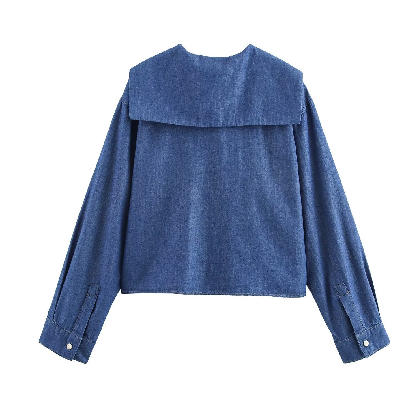 Women's versatile denim collar shirt