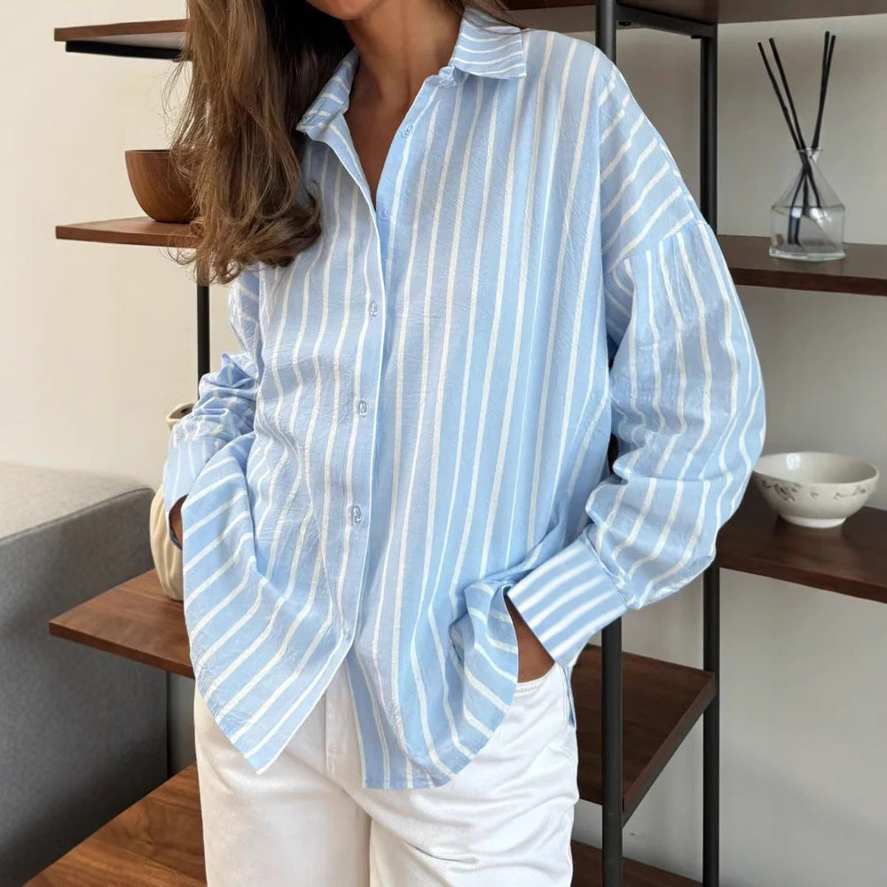 Long sleeved striped shirt for women