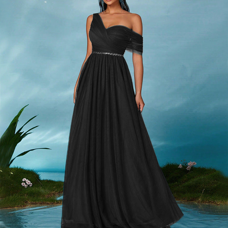 Elegant Evening Dress, Slim Fit Long Dress, Skinny Shoulder-Baring, Fashionable Host Gown for Party, Formal Wear