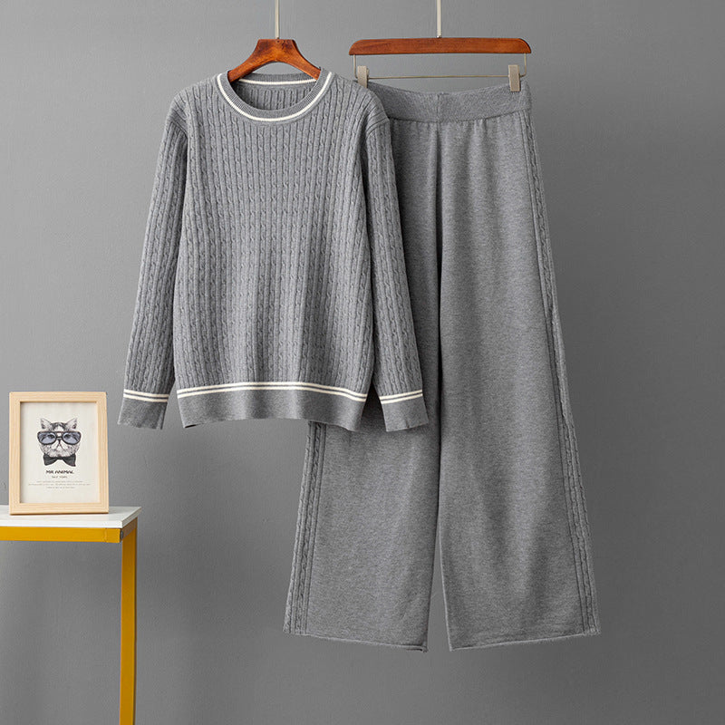 Round neck sweater loose suit