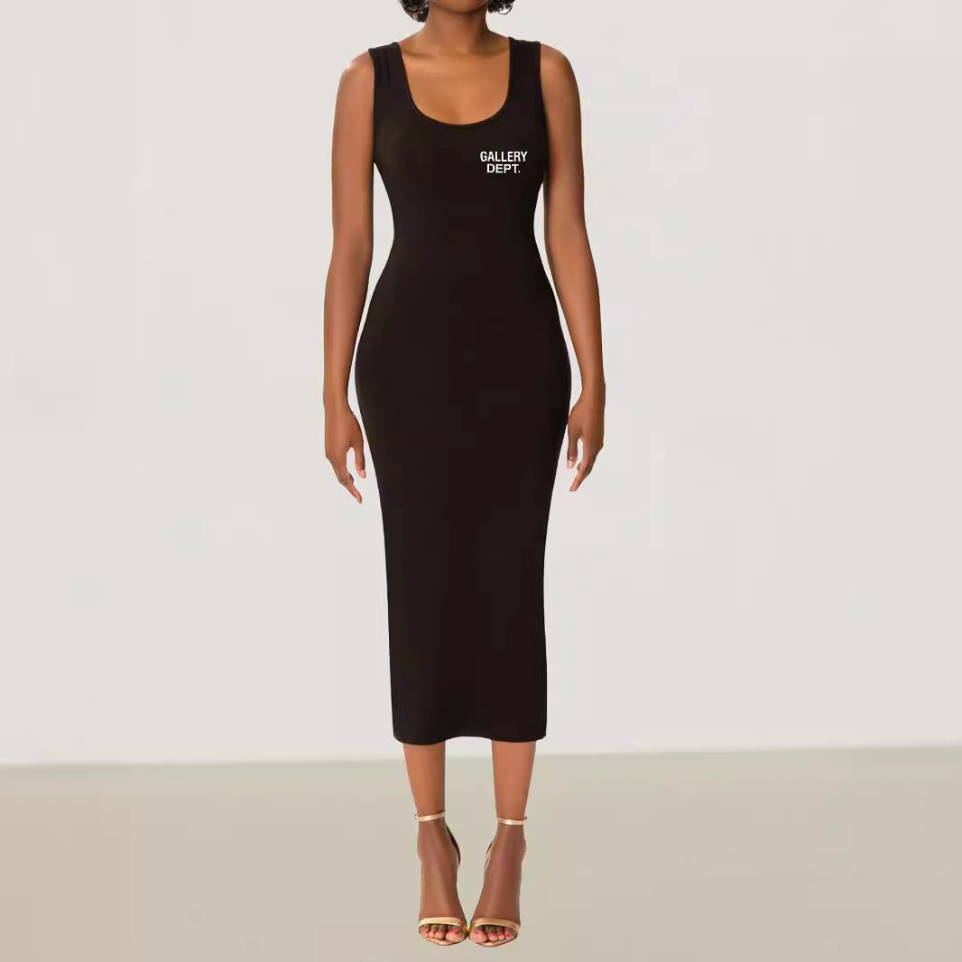Elegant Simple Solid Color Sleeveless U-Neck Bodycon Dress for Women