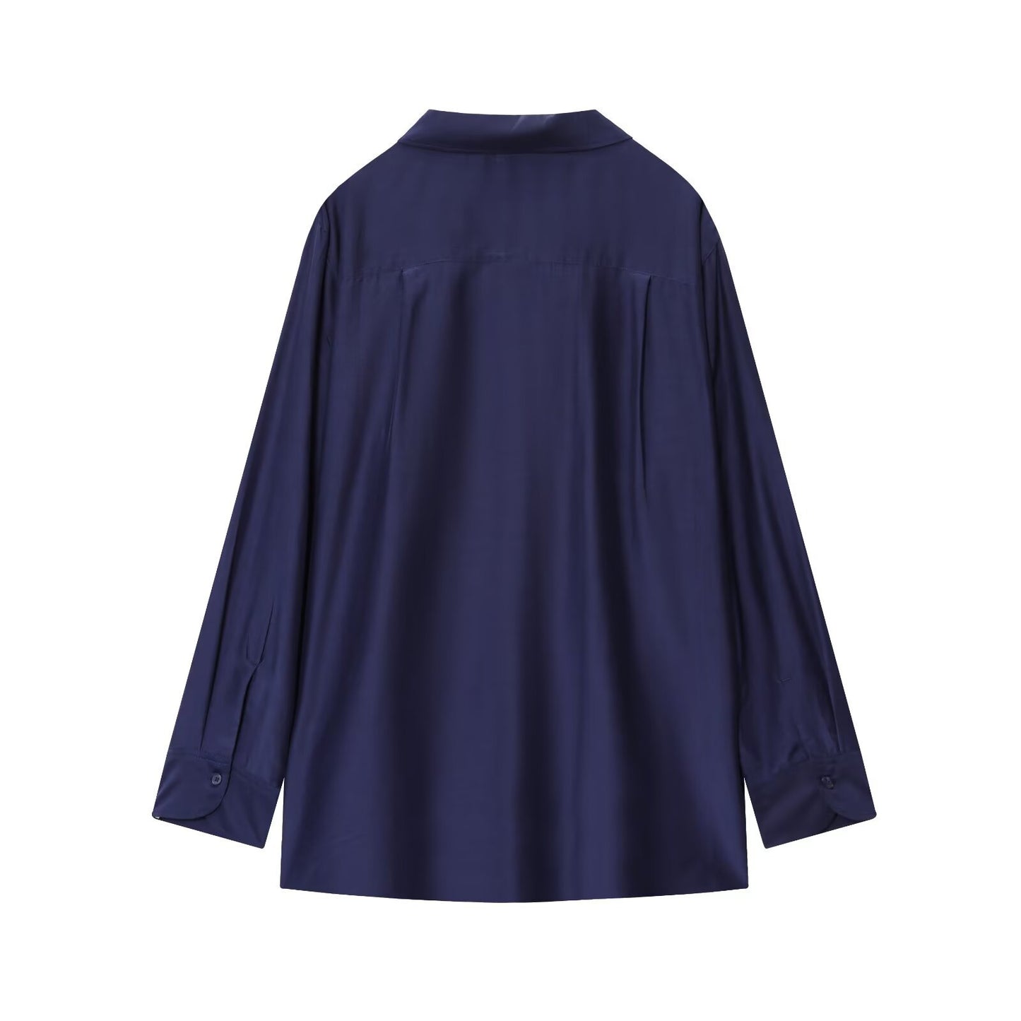 Collar long sleeved solid color loose shirt
