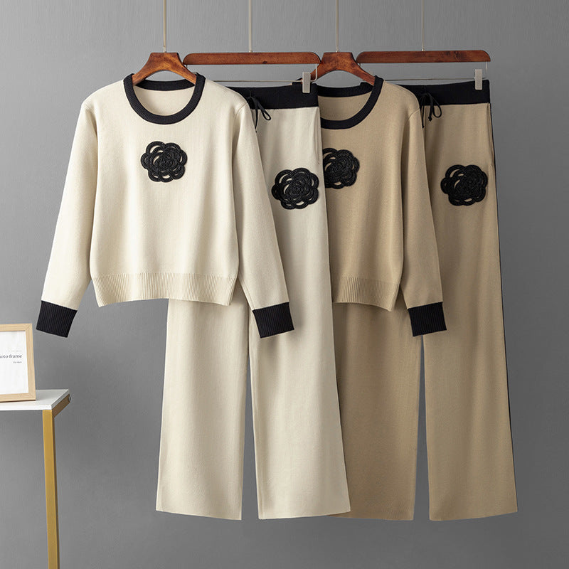 Loose top wide leg pants two-piece set
