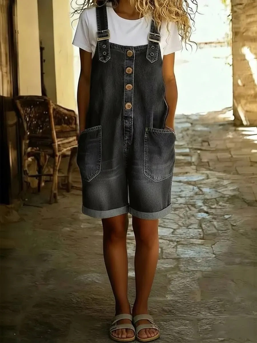 Loose high waisted women's denim shorts