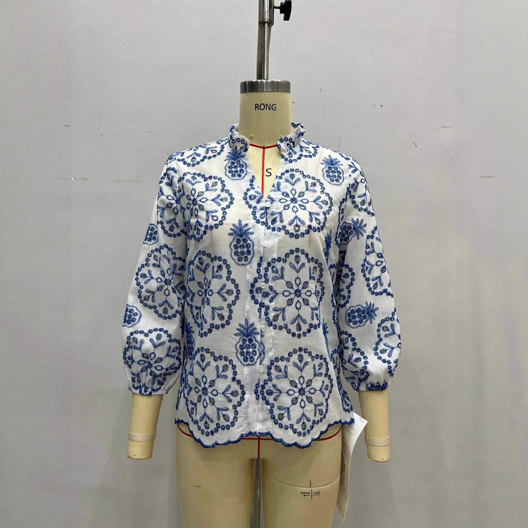 Stand up collar button up top