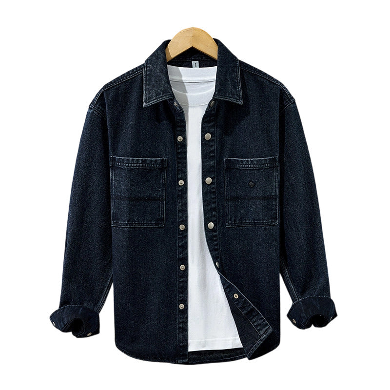 Men's pure cotton denim thick coat
