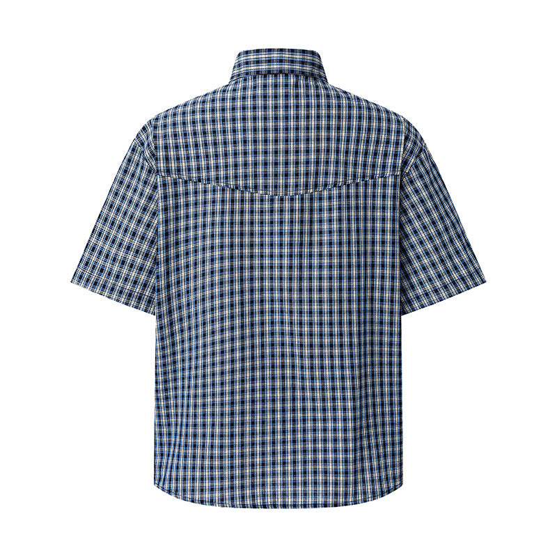 Loose short sleeved checkered shirt