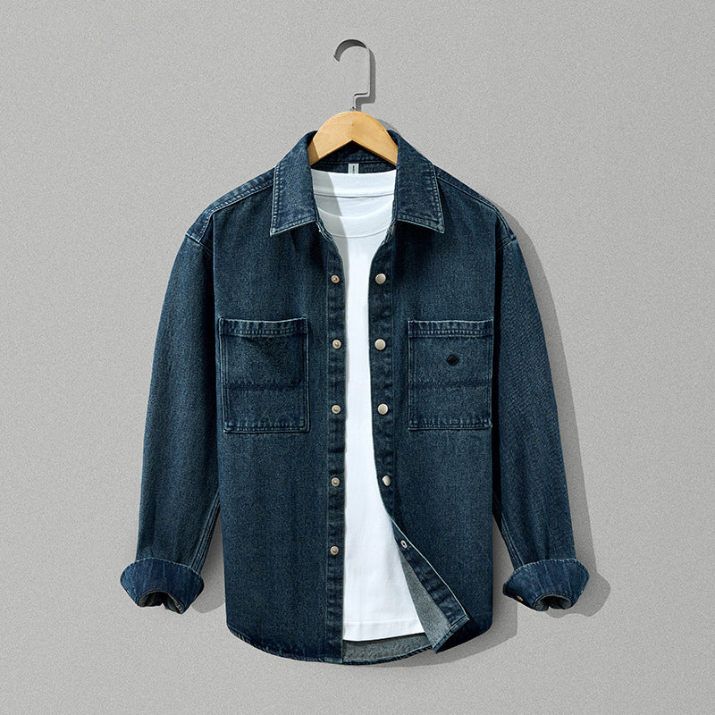 Men's pure cotton denim thick coat