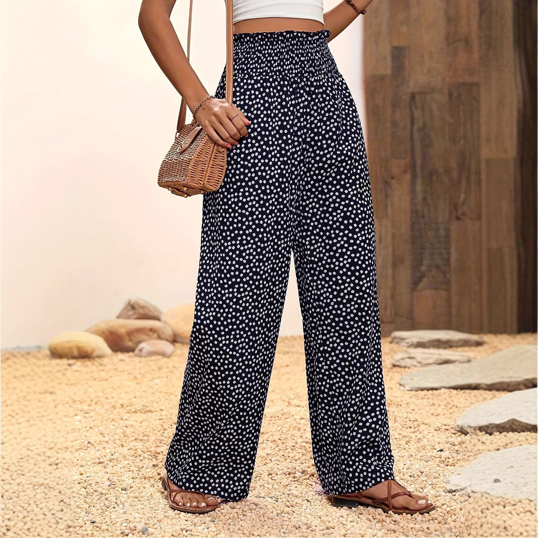 Floral high waisted wide leg pants