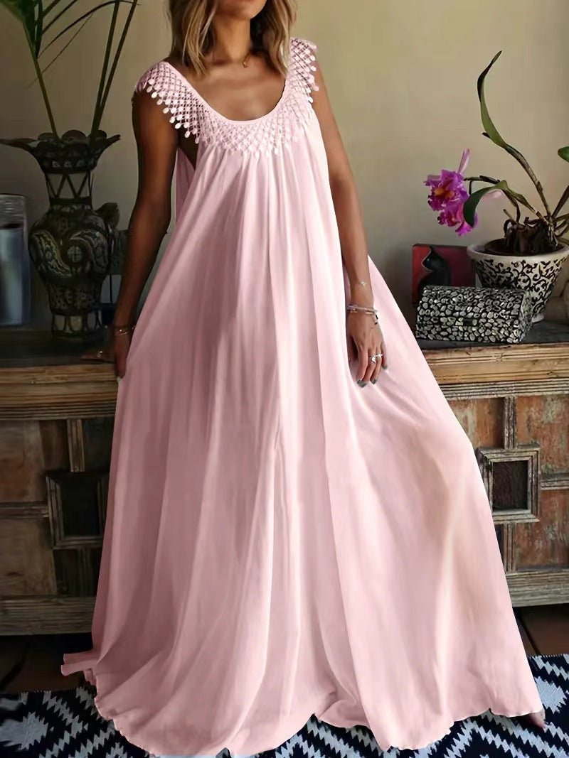 Elegant Solid Color Long Dress, Simple StyleSummer Dress