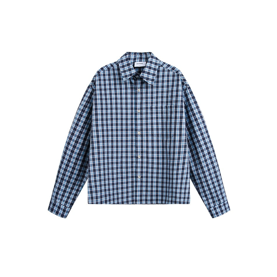 Checkered shirt men's long sleeved shirt