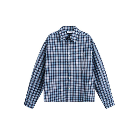 Checkered shirt men's long sleeved shirt