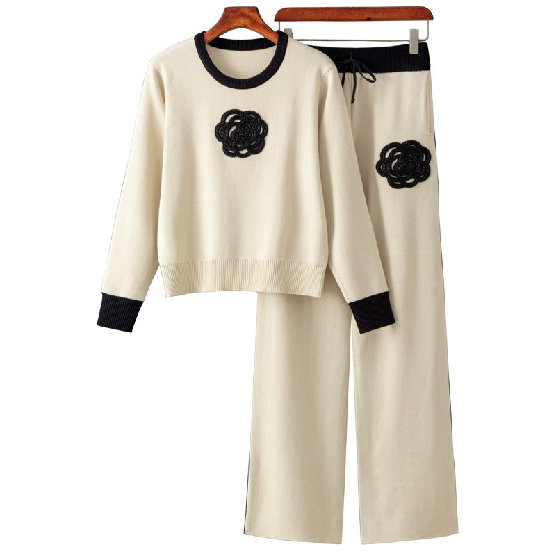 Loose top wide leg pants two-piece set