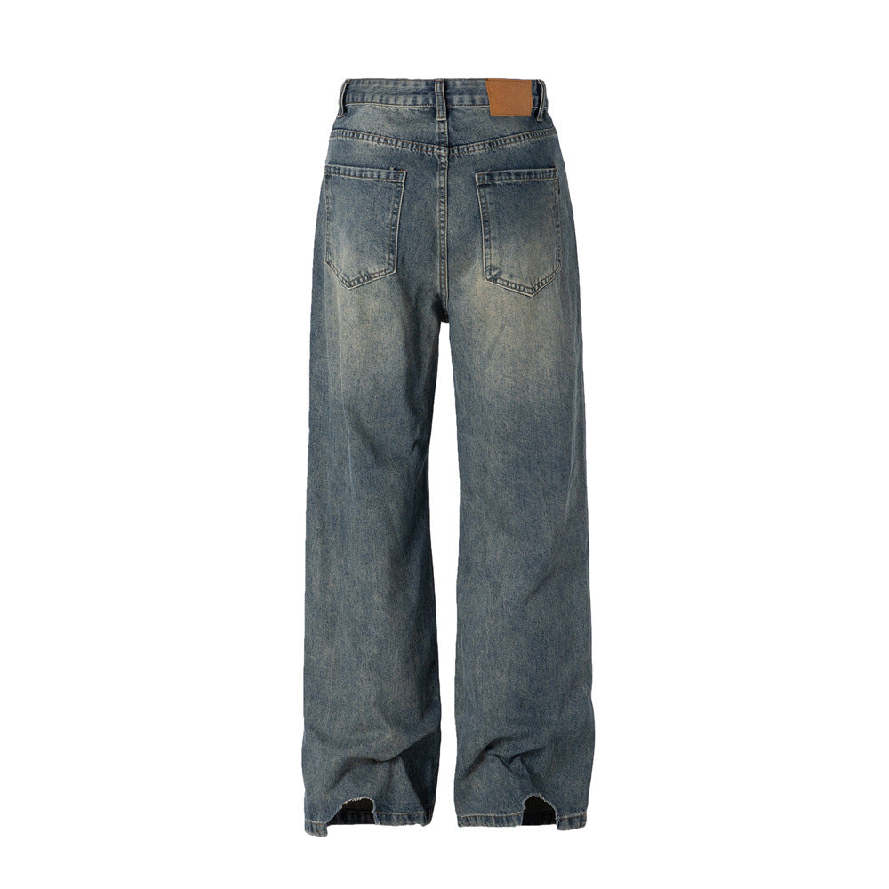 Make old washed denim floor pants