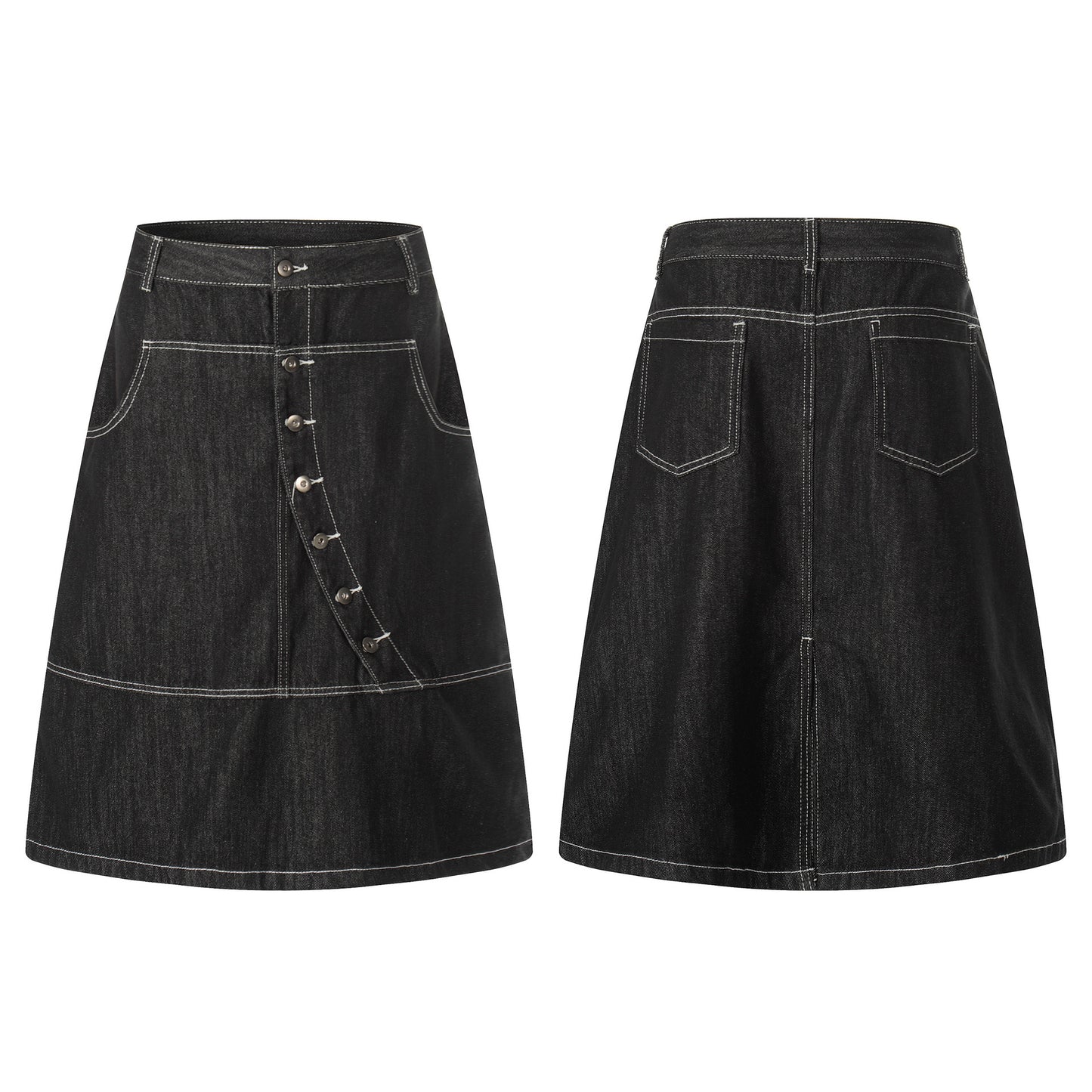 Spicy girl button design denim skirt for women