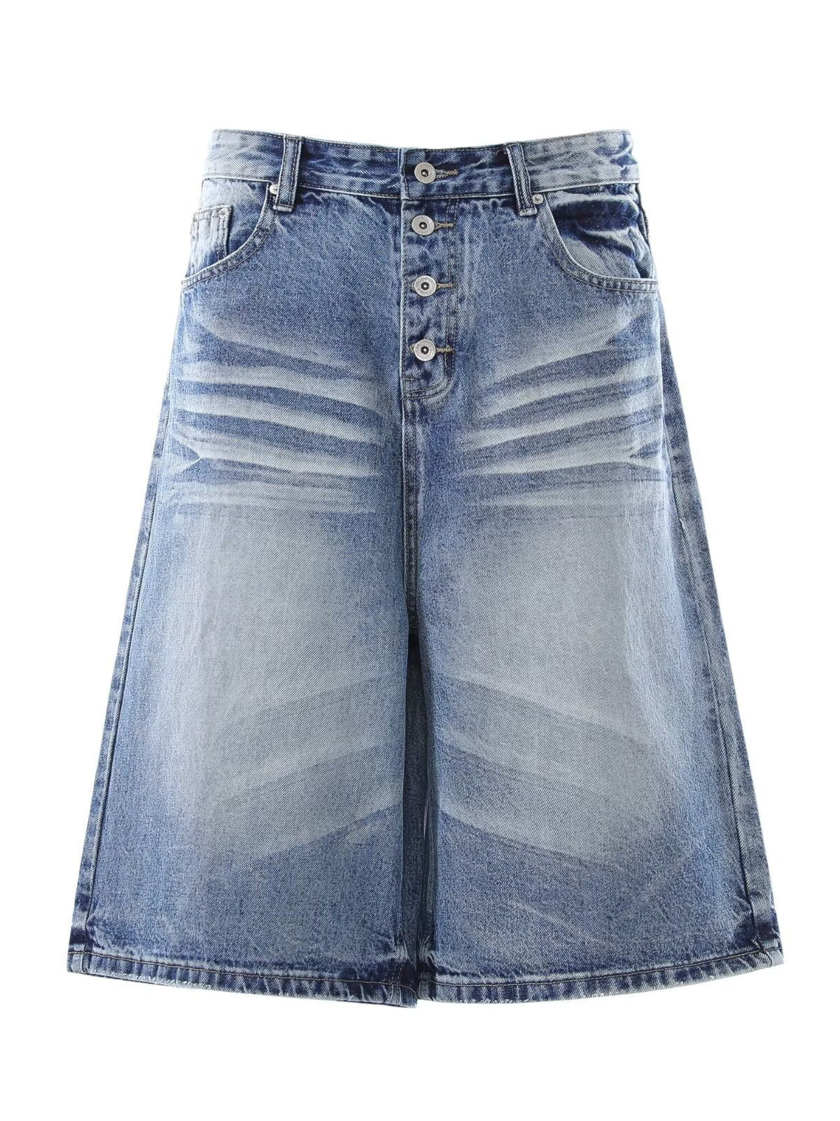 Streetwear Hip Hop Vintage Washed Denim Capri Pants