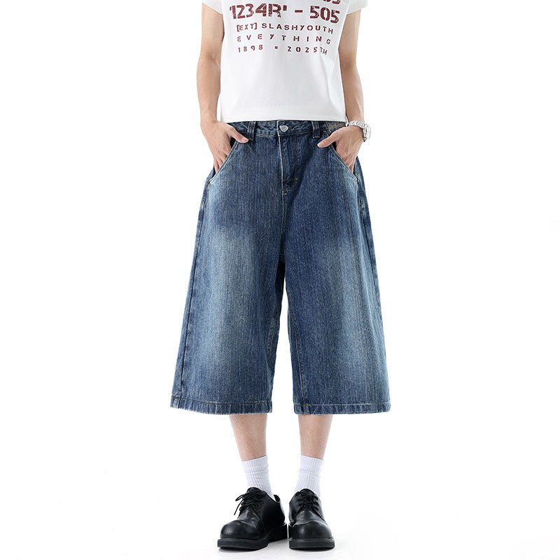 Bamboo Texture Button-Down Denim Pants