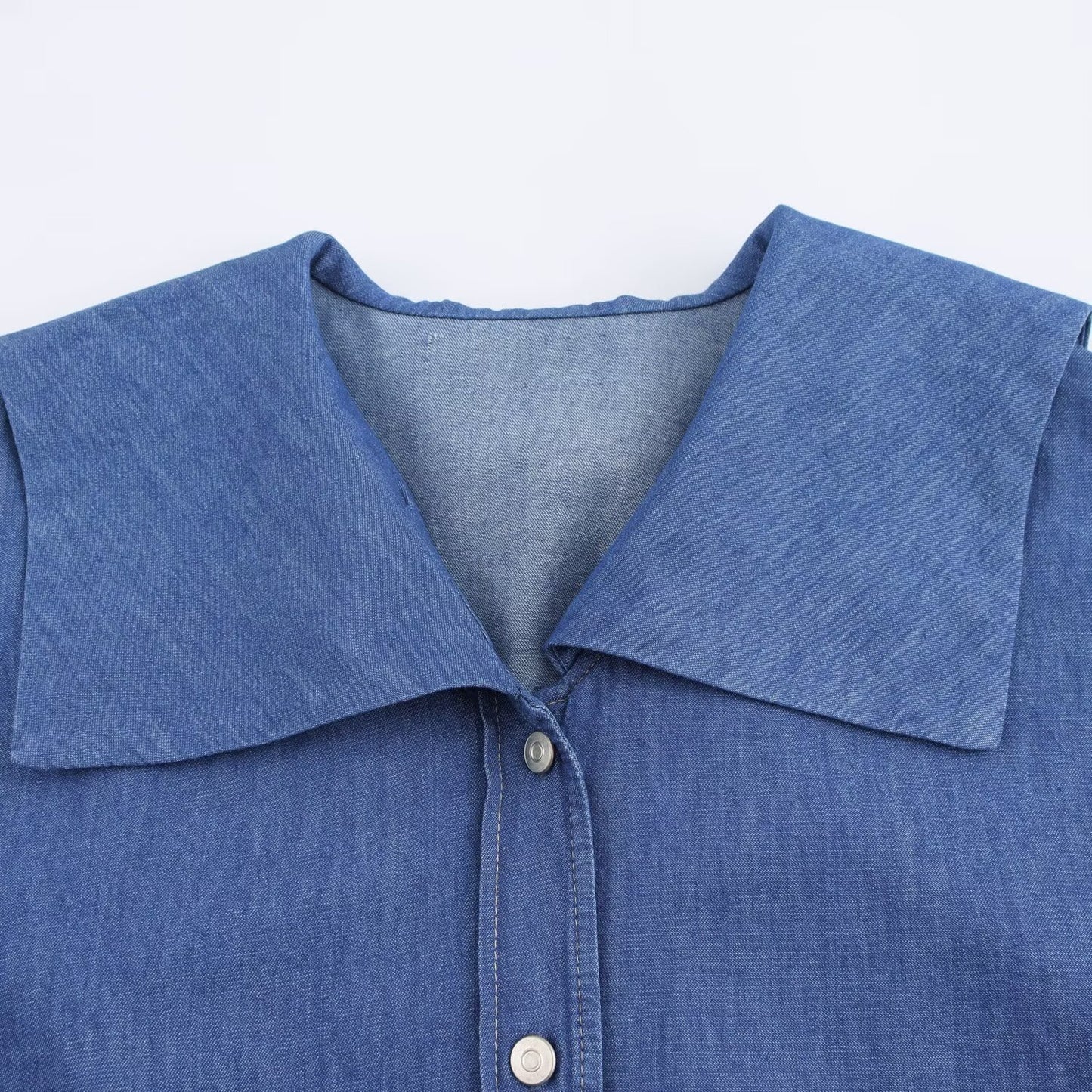 Women's versatile denim collar shirt