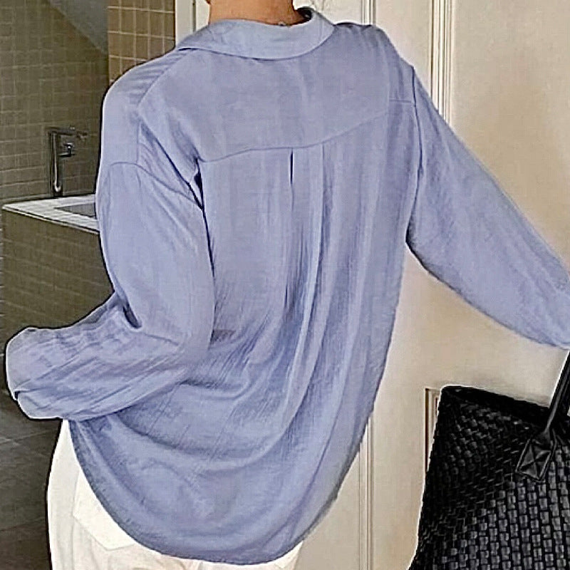 Blue long sleeved lace up shirt