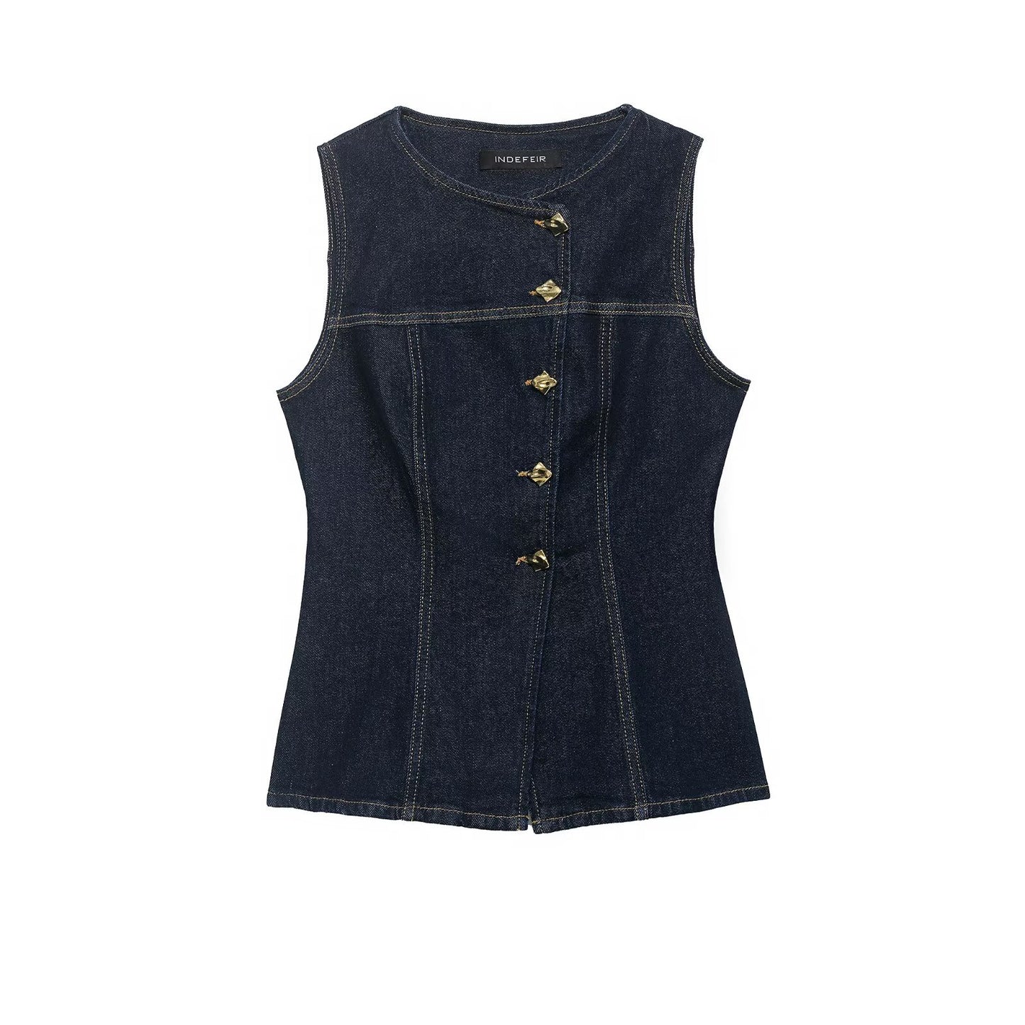 Style Fitted Denim Vest for Women