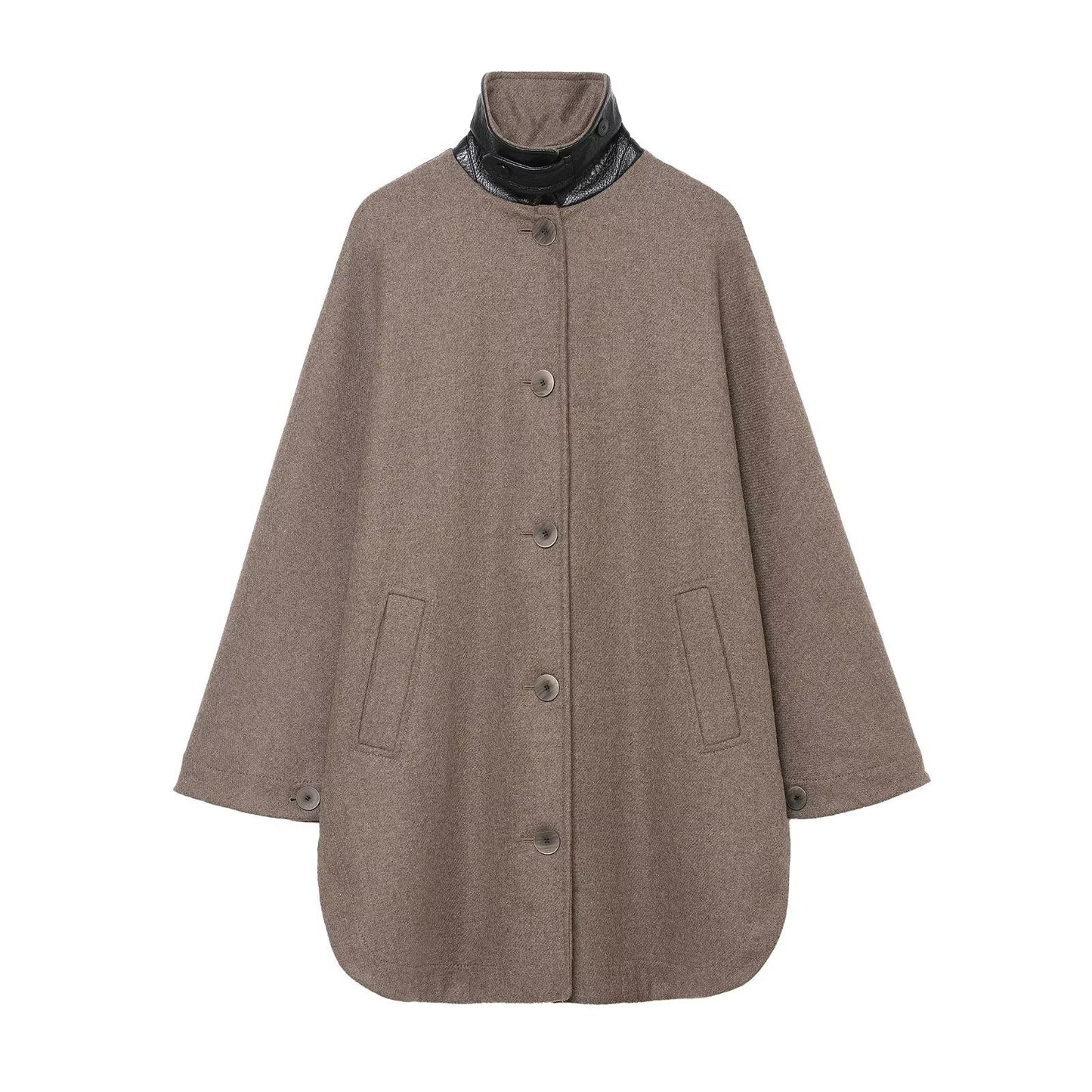 Blended layered decorative contrasting collar coat