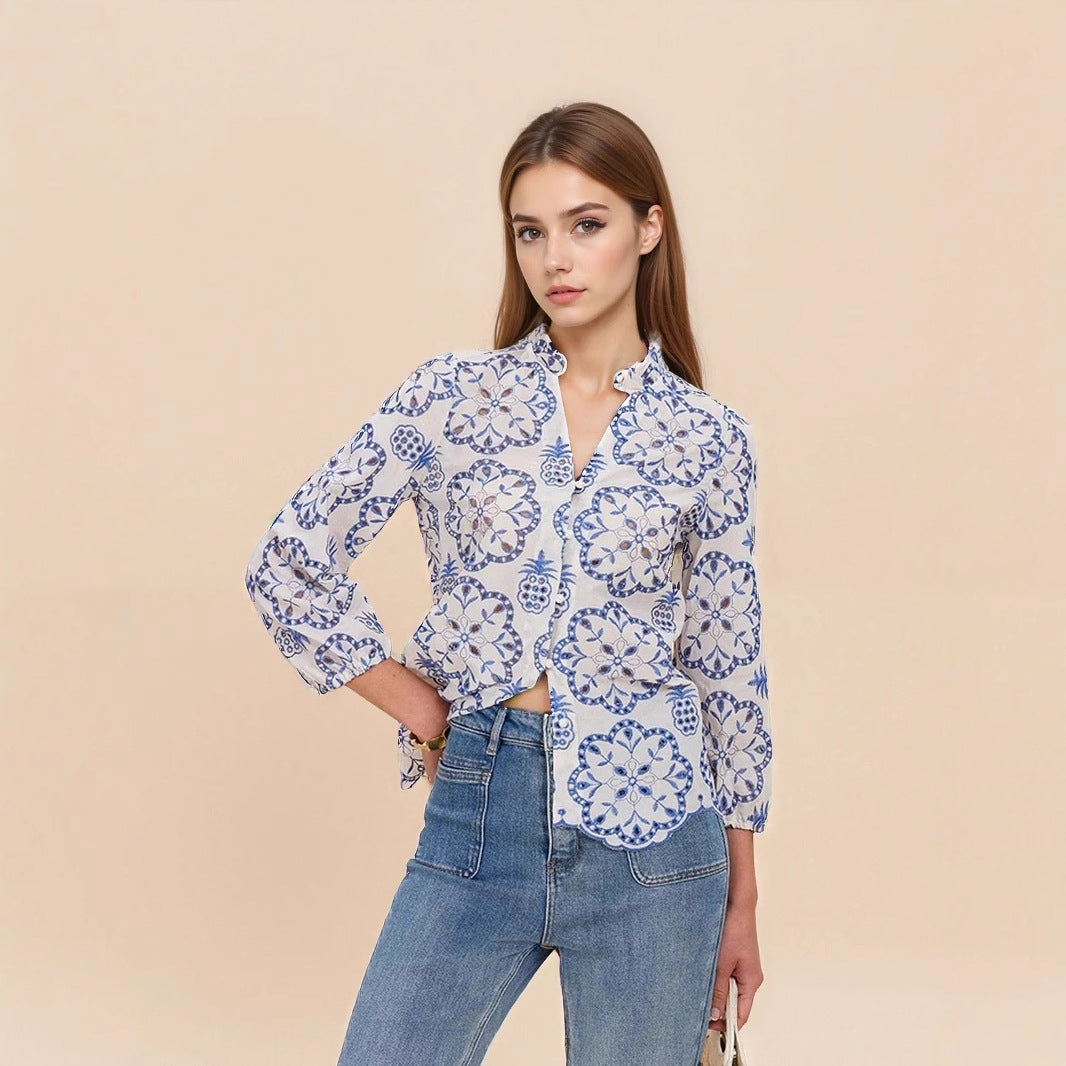 Stand up collar button up top
