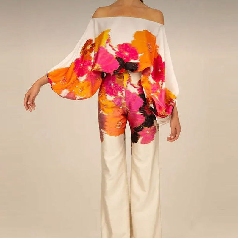 Casual Minimalist Printed Top and Pants Outfit