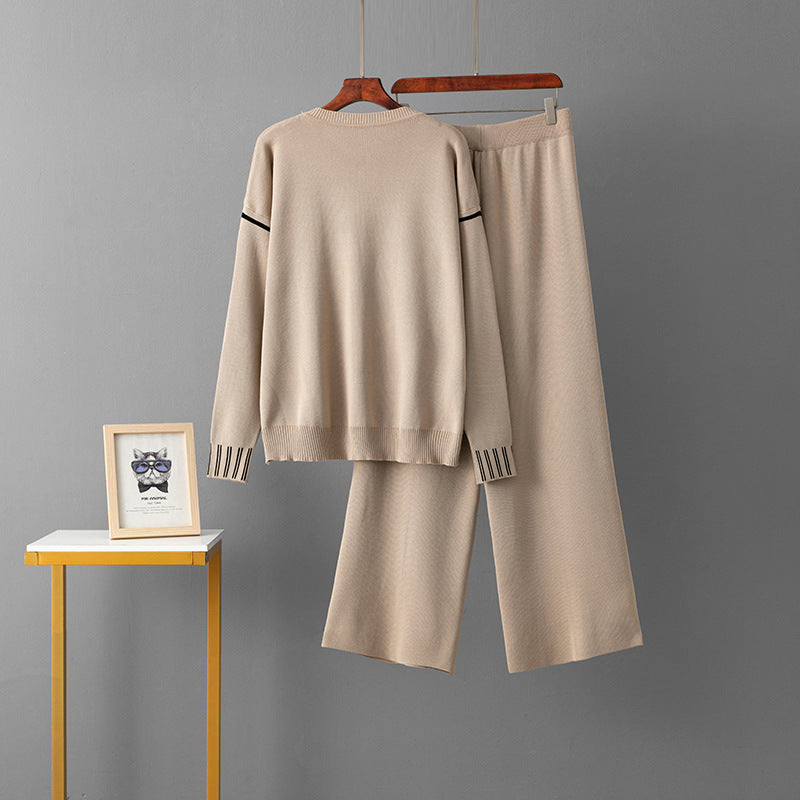 Round neck sweater loose suit