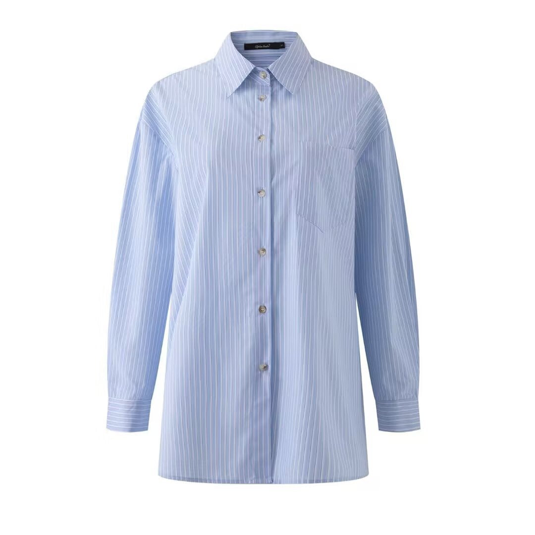 Loose collar long sleeved shirt