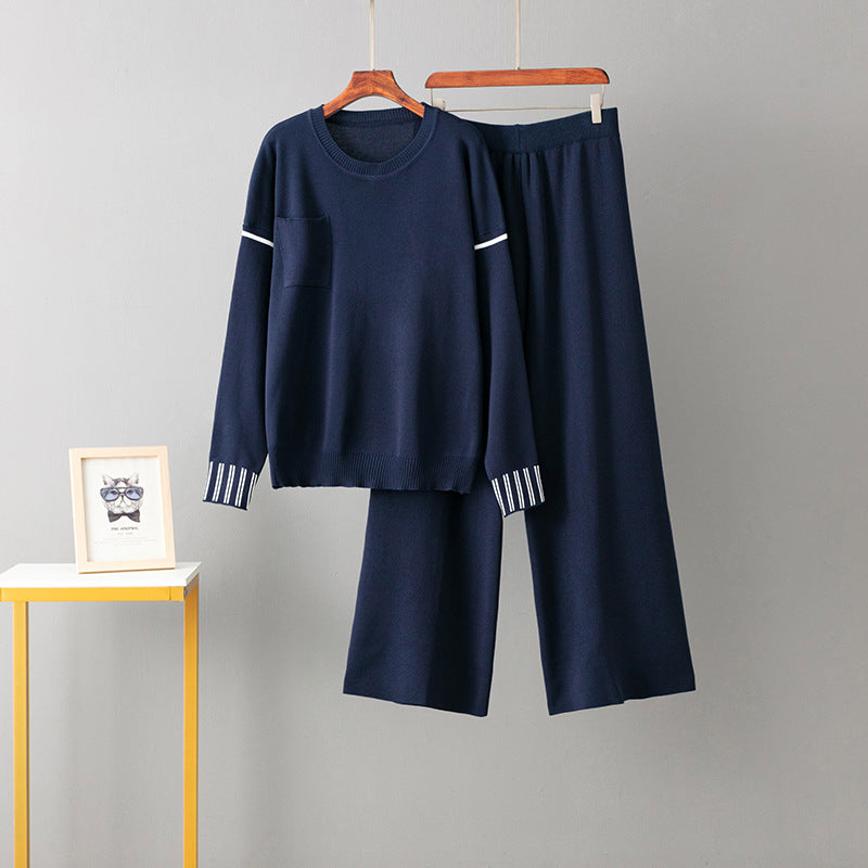 Round neck sweater loose suit