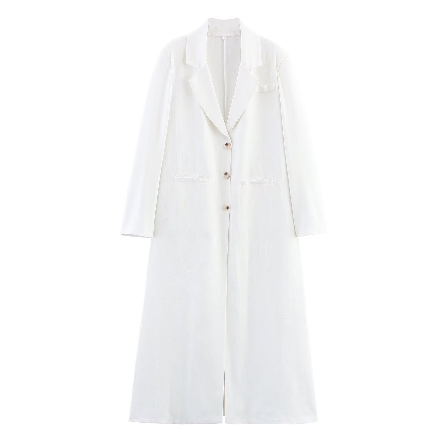 Collar long sleeved single breasted white loose jacket for women