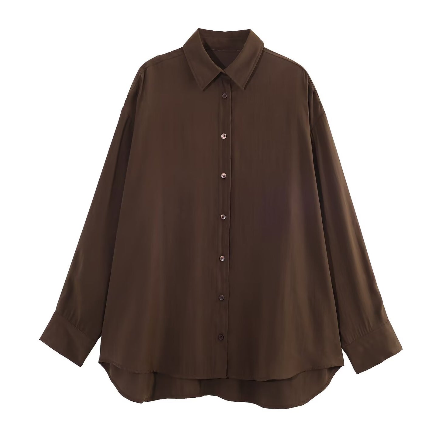 Versatile casual striped loose long sleeved lapel shirt