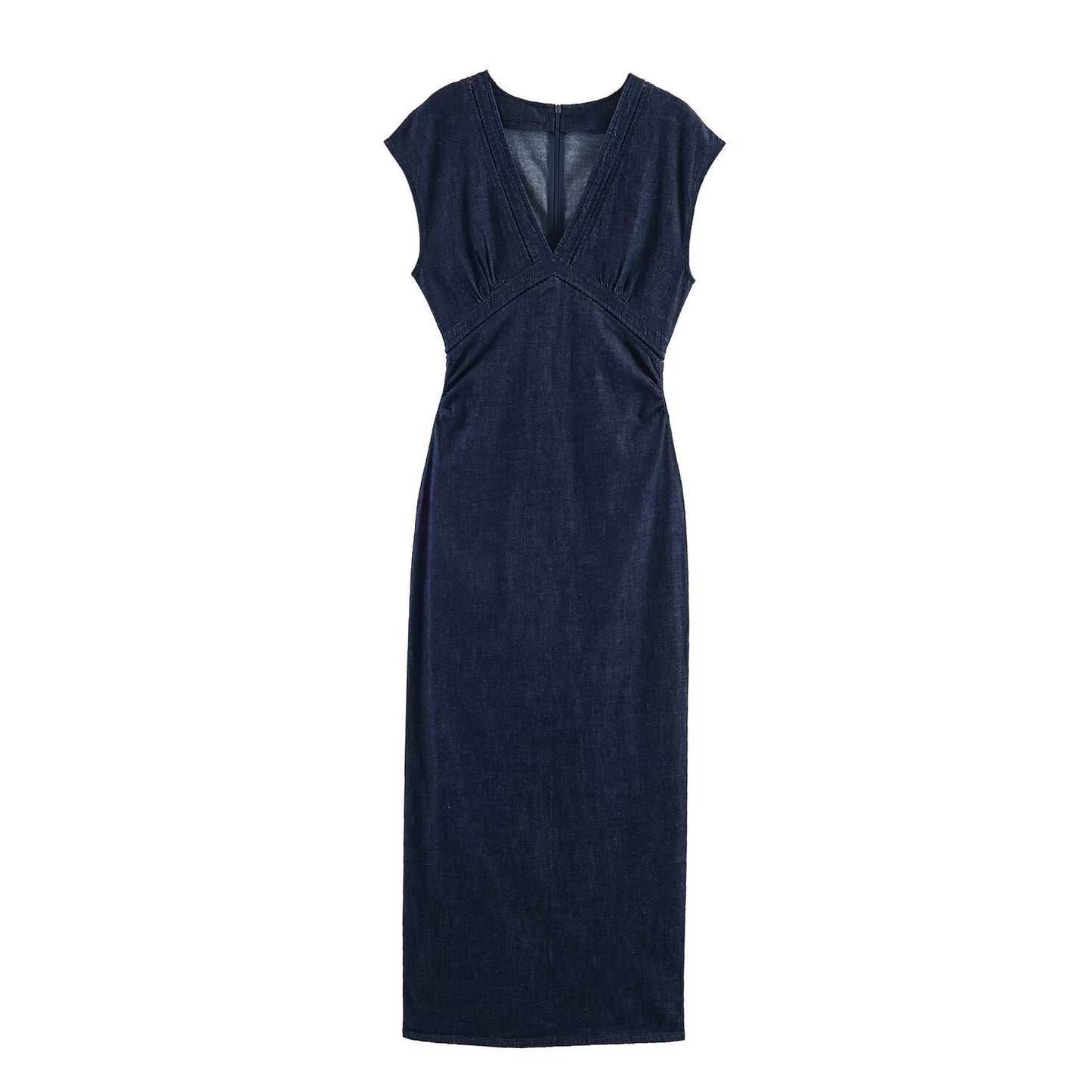 Style Lace Patchwork Midi Denim Dress for Women