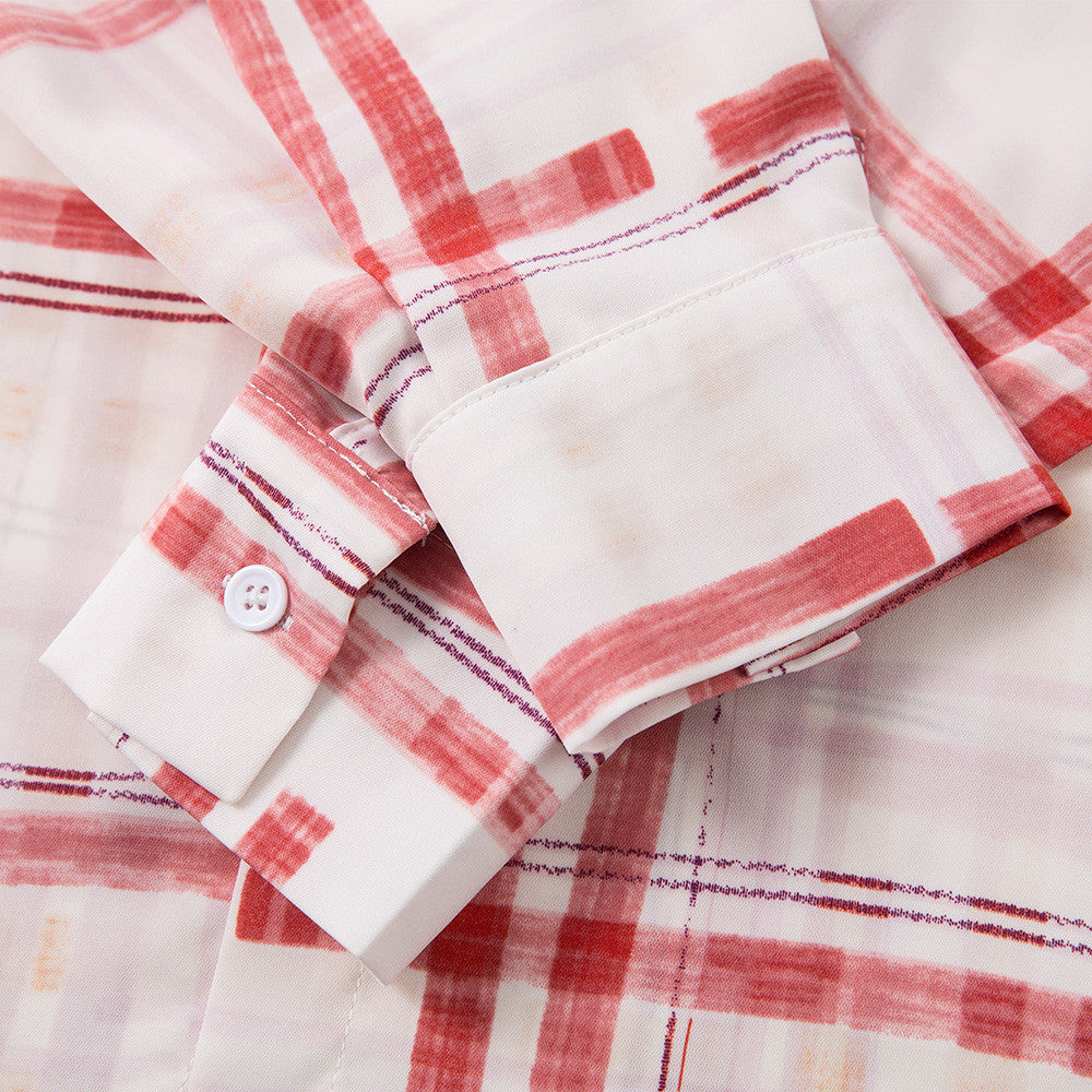 Plaid long sleeved loose casual shirt