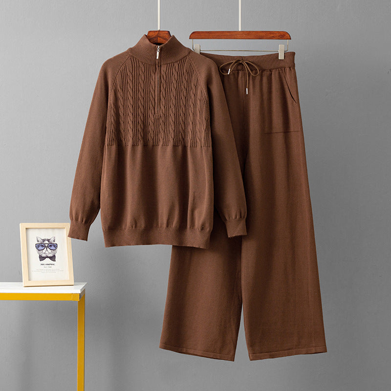Half zip stand up collar sweater set
