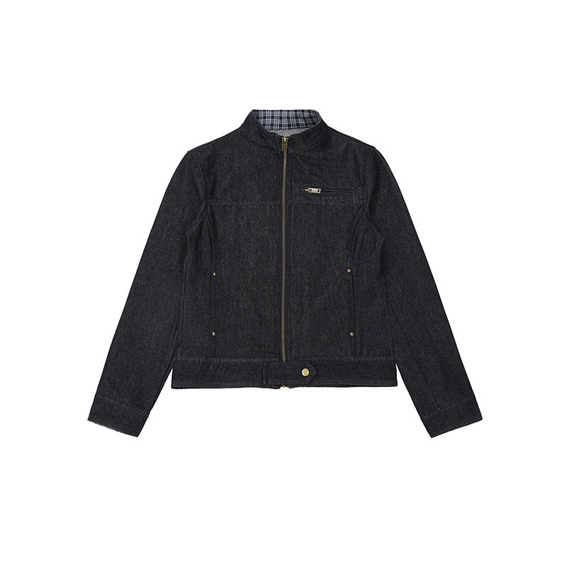 Fitted Denim Jacket for Women Short Casual Coat