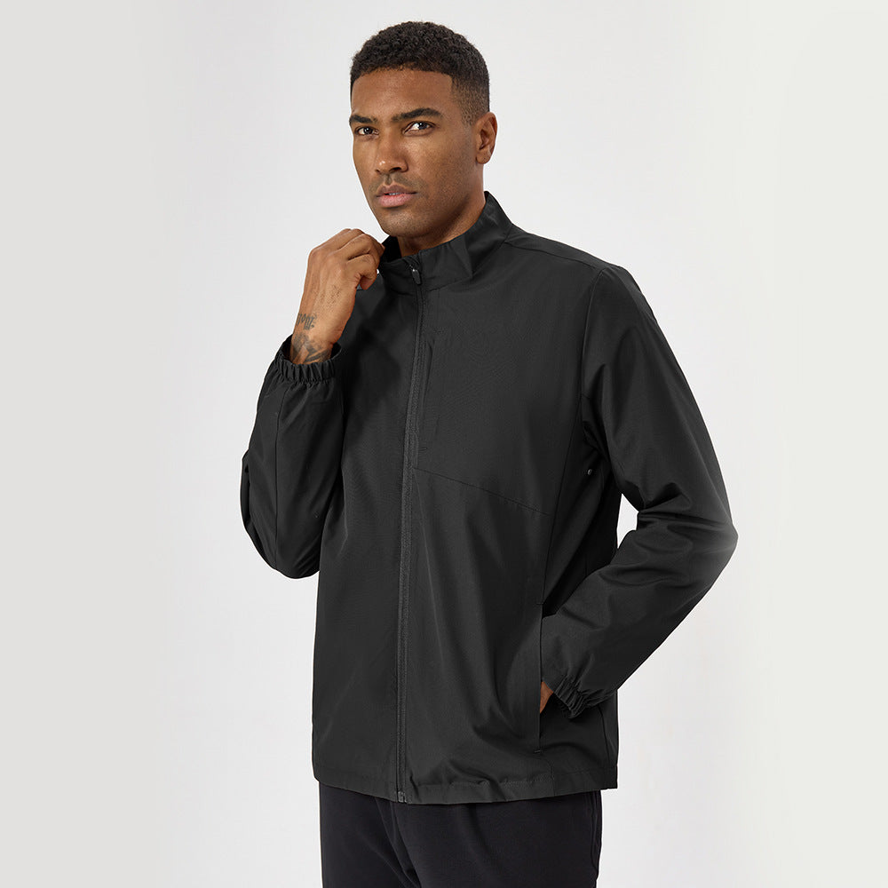 Stand up collar long sleeved zipper jacket