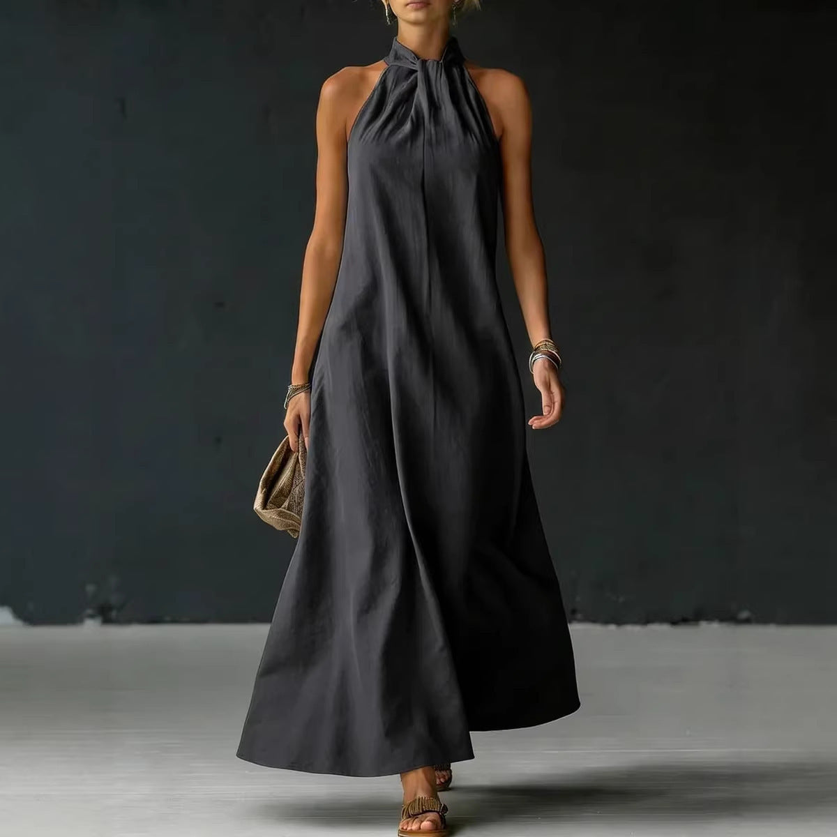 Spring Summer Women's Off-Shoulder Sleeveless Cross Front Dress